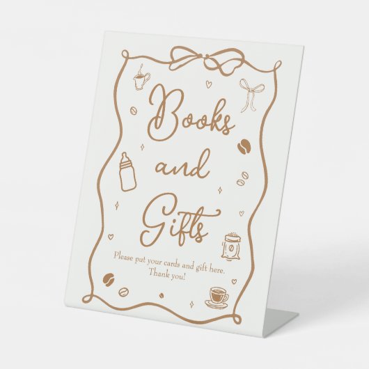 Coffee Baby Brewing Baby Shower Books & Gifts Reclamebord Met Voetstuk (Voorkant)
