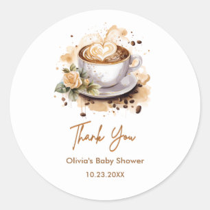 Coffee Baby komt eraan Baby Shower Bedankt Ronde Sticker