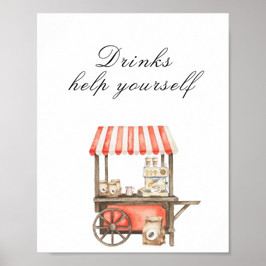 Coffee baby shower - Drinks, help yourself Poster (Voorkant)