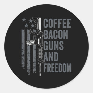 Coffee Bacon Pistolen & amp; Freedom - BBQ Grill P Ronde Sticker