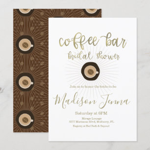 Coffee Bar Bruiloftsborrel Gouden Schrift Kaart