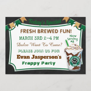 Coffee Bar Latte Birthday Celebration Invite Kaart