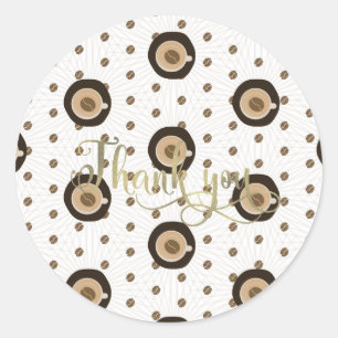 Coffee Bar Latte Bruiloft Feest Folie Script Ronde Sticker