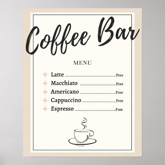 Coffee Bar Poster/Print (Oningeframeerd) - 40x50cm Poster (Voorkant)