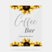 Coffee Bar Zonnebloem bruiloft Vrijgezellenfeest Acryl Bord (Voorkant)