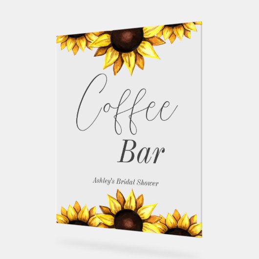 Coffee Bar Zonnebloem bruiloft Vrijgezellenfeest Acryl Bord (Hoek)