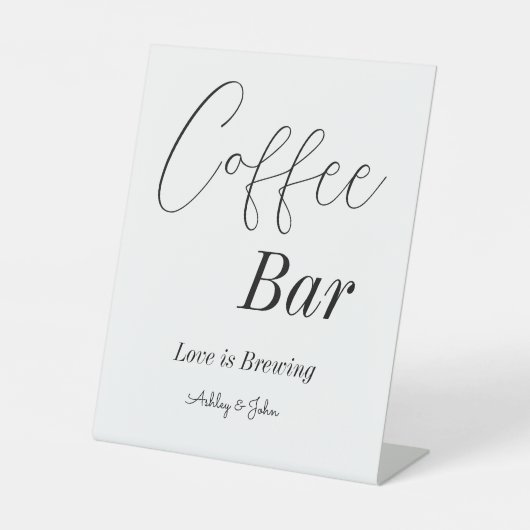 Coffee Bar Zwart Witte Trouwfeest Bruiloft  Reclamebord Met Voetstuk (Voorkant)