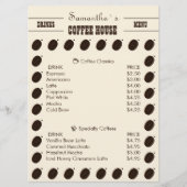 Coffee Bean Merk Zakelijk Professioneel Menu (Voorkant)