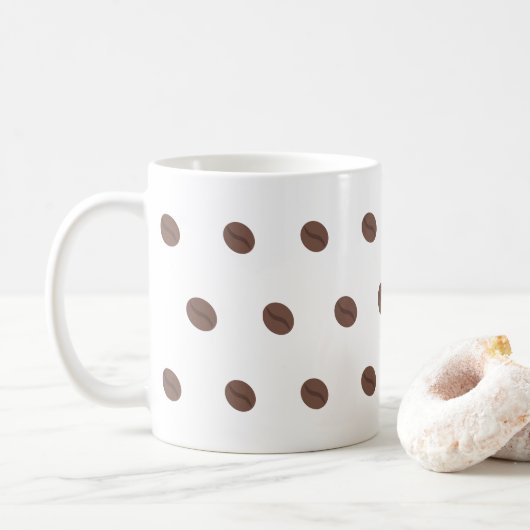 Coffee Bean Pattern Minimalist Design Koffiemok (Met donut)