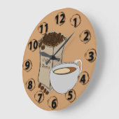 Coffee Beans Coffee Cup Round Wall Clock Grote Klok (Hoek)