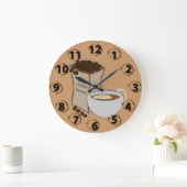 Coffee Beans Coffee Cup Round Wall Clock Grote Klok (Huis)
