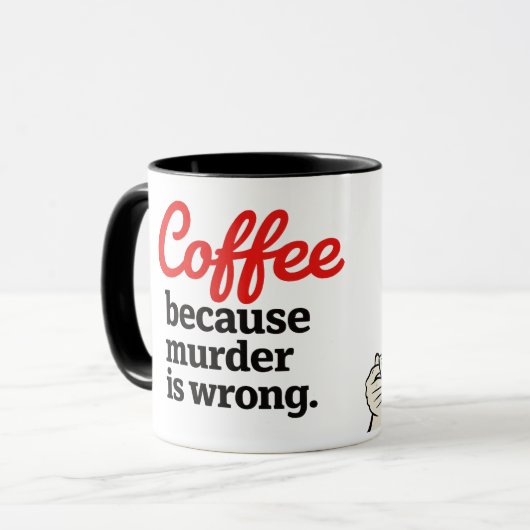 Coffee Because Murder Is Wrong Funny Retro Mug (Devant gauche)