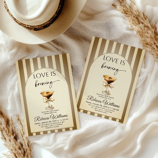 Coffee Beige Espresso Martini Bow Bridal Shower Kaart