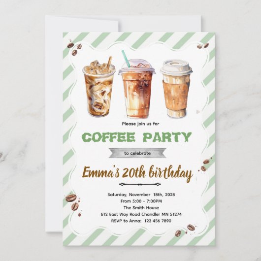Coffee Birthday Invitation Kaart (Voorkant)
