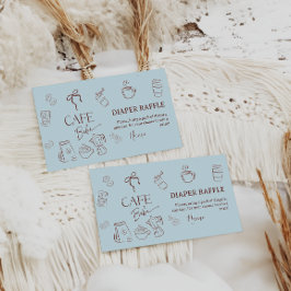 Coffee Blue Bow Cafe Bebe Boy Baby Shower Diaper Informatiekaartje