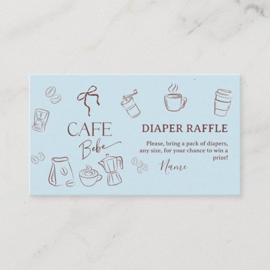 Coffee Blue Bow Cafe Bebe Boy Baby Shower Diaper Informatiekaartje (Voorkant)