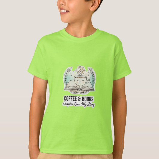 Coffee & Books Kids' T-Shirt | Cute Reading Lover (Devant)