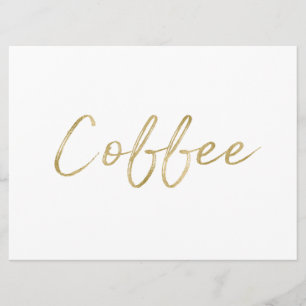 "Coffee" Bord Stijlvolle Gouden Handgeschreven L Kaart
