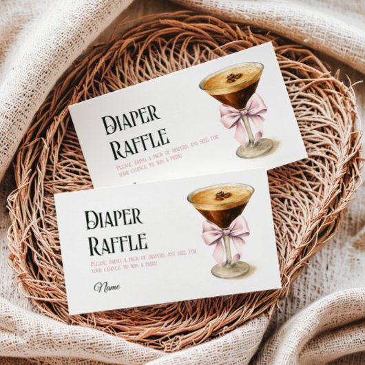 Coffee Bow Espresso Martini Baby shower Luier Informatiekaartje