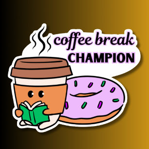Coffee Break Kampioen Waterdicht Sticker
