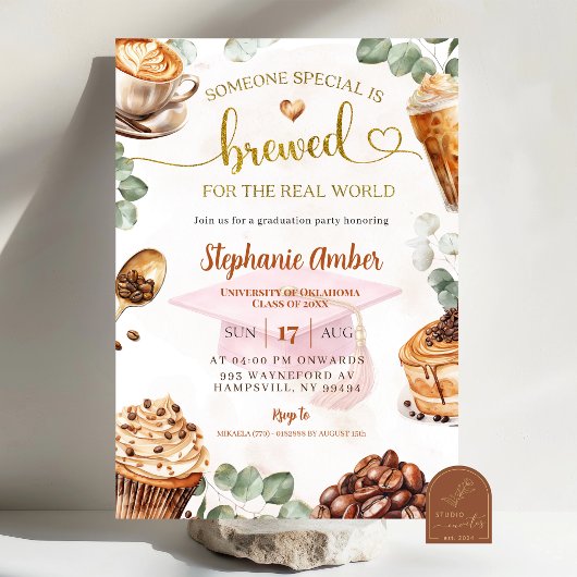 Coffee Brewing Graduation Party Invitation