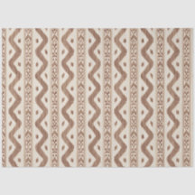 Coffee Brown Ikat Streep, Crème Ondergrond