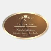 Coffee Brown Product Label Gold Frame and Monogram (Voorkant)