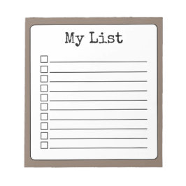 Coffee Brown Retro Aangepaste Checklist Ingelijnd Notitieblok
