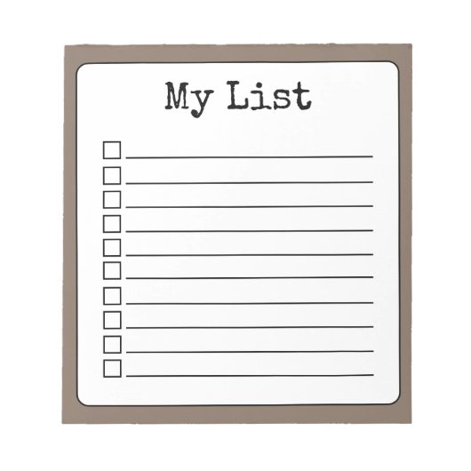 Coffee Brown Retro Aangepaste Checklist Ingelijnd Notitieblok (Voorkant)