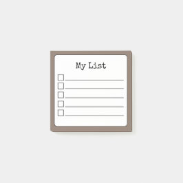 Coffee Brown Retro Lined Checklist Post-it® Notes