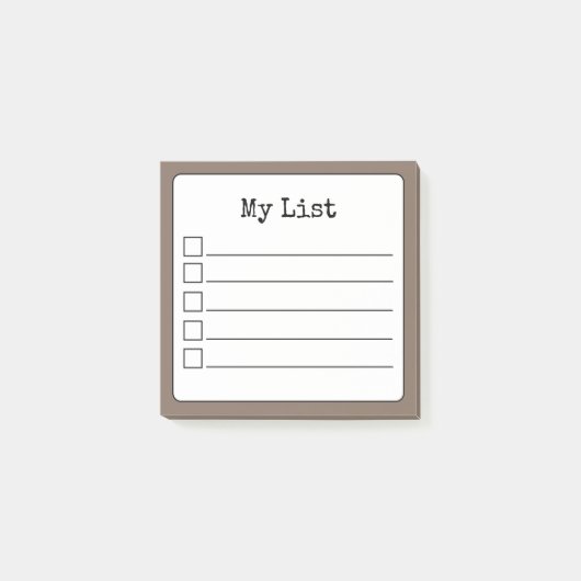 Coffee Brown Retro Lined Checklist Post-it® Notes (Voorkant)