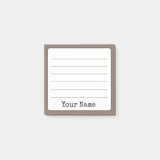 Coffee Brown Retro Voeg Jouw naam toe gevoerd Post-it® Notes (Voorkant)