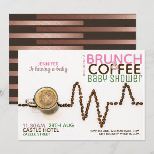 COFFEE Brunch Baby shower Invitation roze Green Kaart