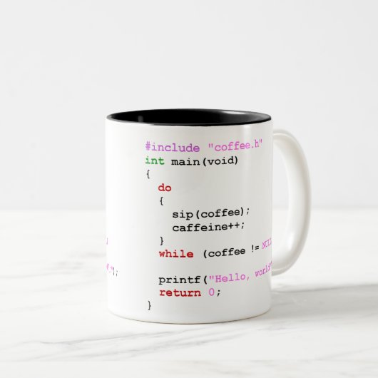 Coffee.c Programmering Tweekleurige Koffiemok (Voorkant rechts)