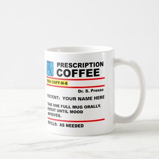 Coffee Caffeine Rx Funny Mug Koffiemok (Rechts)