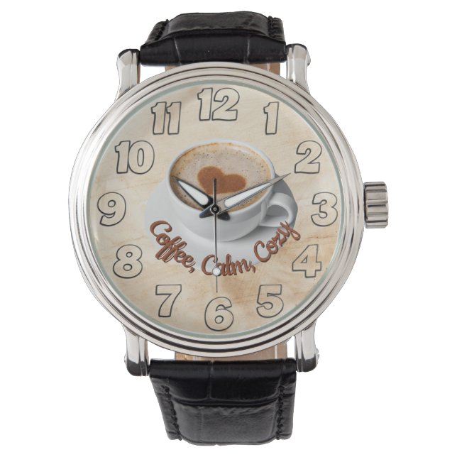 Coffee, Calm, Cozy Men's Watch Design Horloge (Voorkant)