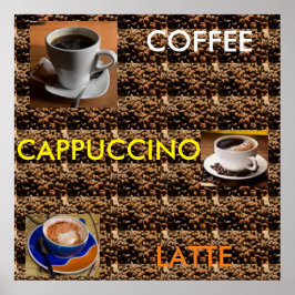 COFFEE CAPPUCCINO LATTE Affiche MENU Poster
