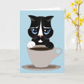 COFFEE CAT ART BIRTHDAY KAART (Gele Bloem)