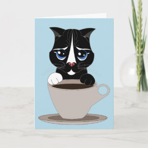 COFFEE CAT ART BIRTHDAY KAART