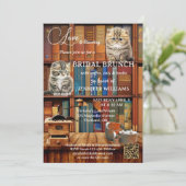 Coffee Cats Books Bridal Brunch Kaart (Staand voorkant)