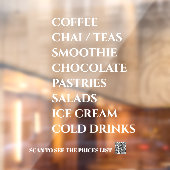 Coffee Chai Tea Salads Bakery Menu Window Decal (Vel 2)