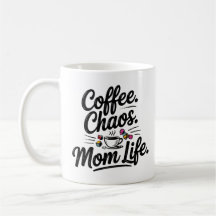 Coffee Chaos Mom Life Mok – Grappig Moederschap Qu