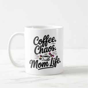Coffee Chaos Mom Life Mok – Grappig Moederschap Qu