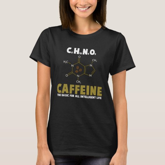 Coffee Chemical Structure Caffeine Molecule Chemis T-shirt (Voorkant)