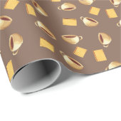 Coffee Chocolate Biscuits Pattern Taupe Brown Food Cadeaupapier (Rol Hoek)