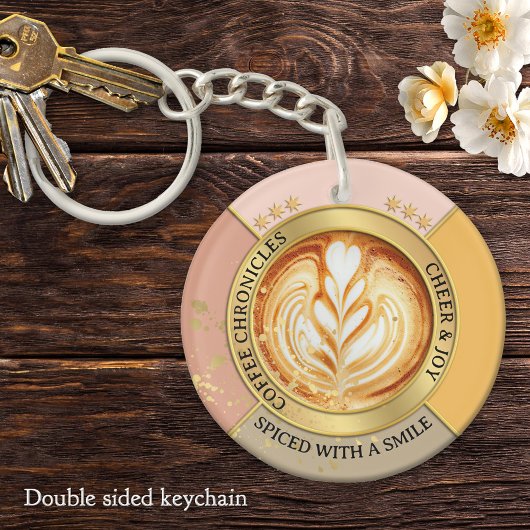 Coffee Chronicles Latte Art Quote Chic Sleutelhanger