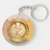 Coffee Chronicles Latte Art Quote Chic Sleutelhanger (Achterkant)