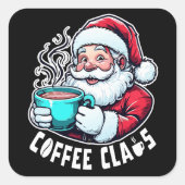 Coffee Claus Santa Hot Drink Vierkante Sticker (Voorkant)