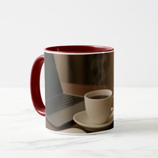 "Coffee & Clicks Mug – Steam, Shopping, and Lap (Devant gauche)