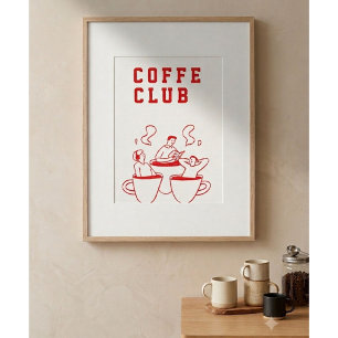 Coffee Club Poster Minimalistische koffie muur k